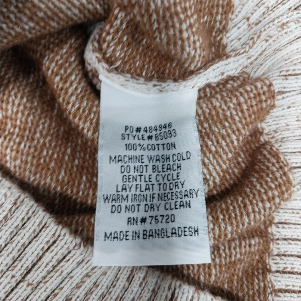 BKE Mens Quarter Zip Pullover Sweater Textured Cotton Large Tan Marled